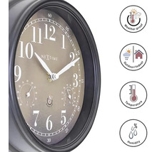 Horloge murale Nextime avec thermomètre et hygromètre, résistante aux intempéries