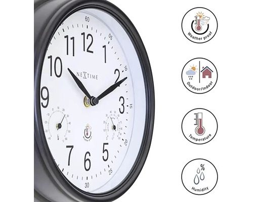 Nextime Wanduhr mit Thermometer und Hygrometer