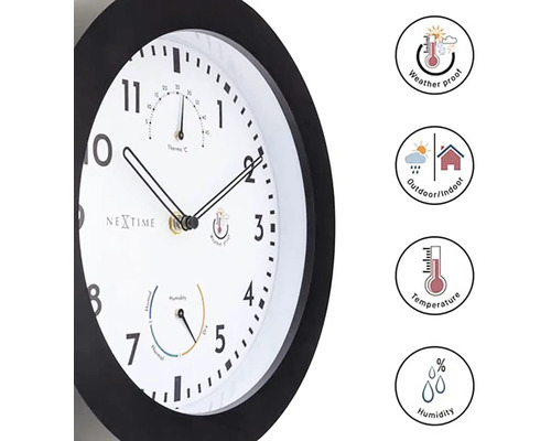 Wanduhr mit Thermometer- und Hygrometeranzeige