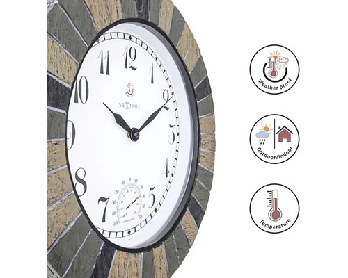 Horloge murale avec thermomètre pour intérieur et extérieur