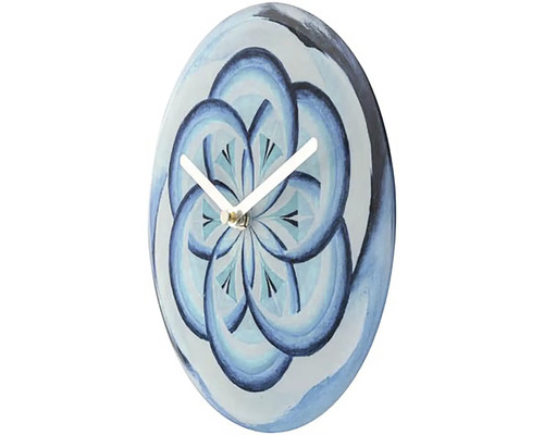 Horloge murale avec motif floral bleu