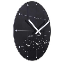 Horloge diff. fuseaux horaires Big City verre noir Ø 43 cm