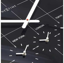 Horloge diff. fuseaux horaires Big City verre noir Ø 43 cm