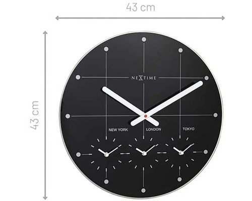 Horloge murale Nextime avec affichage de l''heure mondiale, diamètre 43 cm