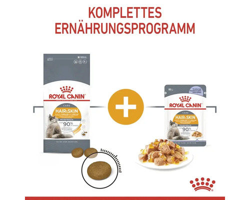 Komplettes Ernährungsprogramm für Katzen mit Royal Canin Hair and Skin Trocken- und Nassfutter