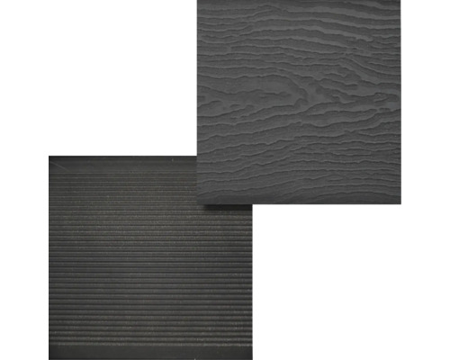 Terrassendielen aus Holzverbundwerkstoff mit Holzstruktur und Rillenprofil