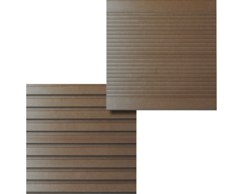 Lames de terrasse en bois et plastique avec surface rainurée