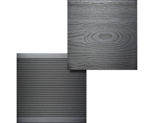 Terrassendielen aus Kunststoff mit Holzstruktur und geriffelter Oberfläche