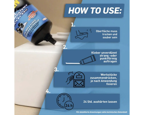 Anleitung zur Anwendung von Montagekleber mit vier Schritten