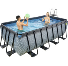 Piscine à cadre rectangulaire avec baigneurs et échelle