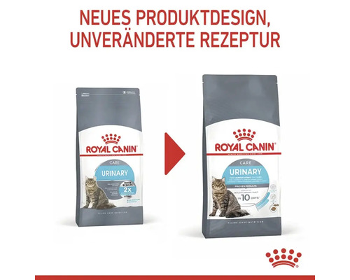 Zwei Packungen Royal Canin Urinary Care Katzenfutter im Vergleich
