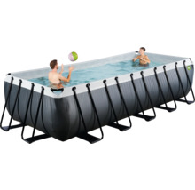 Piscine à cadre rectangulaire avec deux personnes et un ballon
