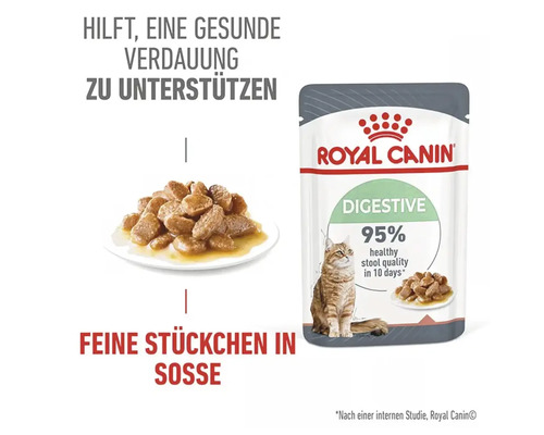 Royal Canin Digestive Katzenfutter zur Unterstützung einer gesunden Verdauung in feinen Stückchen in Soße