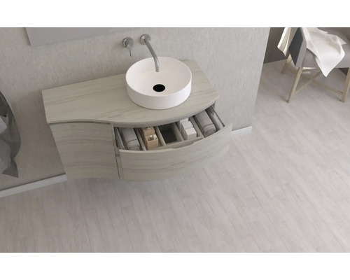 Meuble-lavabo avec vasque à poser et tiroir dans la salle de bains