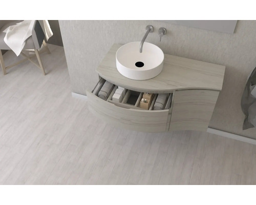 Salle de bain avec meuble-lavabo, vasque à poser et tiroirs