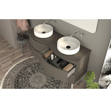 Plan de toilette Baden Haus Vague 138 x 51 cm gris tapal pour vasque double sans découpe