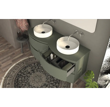 Plan de toilette Baden Haus Vague 138 x 51 cm vert foncé pour vasque double sans découpe