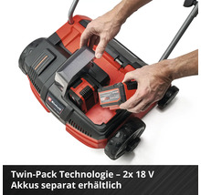 Einhell Akku-Rasenmäher mit eingesetztem Akku