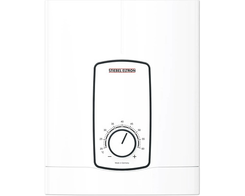 Nahaufnahme eines Stiebel Eltron Warmwasserbereiters mit Temperaturregler