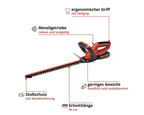 Einhell Akku Heckenschere mit 46 Zentimeter Schnittlänge