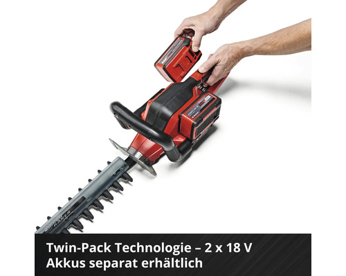 Akkubetriebene Heckenschere mit eingesetztem Akku