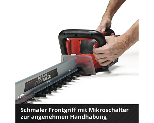 Einhell Akku Heckenschere im Einsatz mit Handgriffen