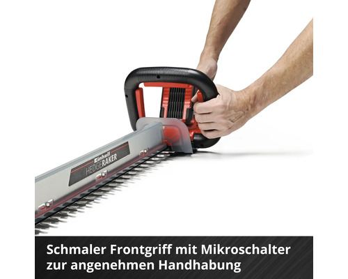 Einhell Heckenschere in der Anwendung mit schmalem Frontgriff