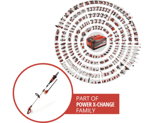 Aperçu des produits du système de batterie Einhell Power X-Change avec élagueuse à batterie