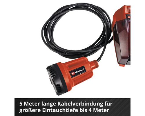 Einhell Schmutzwasserpumpe mit fünf Meter Kabel und einer maximalen Eintauchtiefe von vier Metern