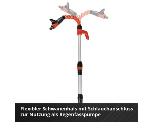 Regenfasspumpe mit flexiblem Schwanenhals und Schlauchanschluss