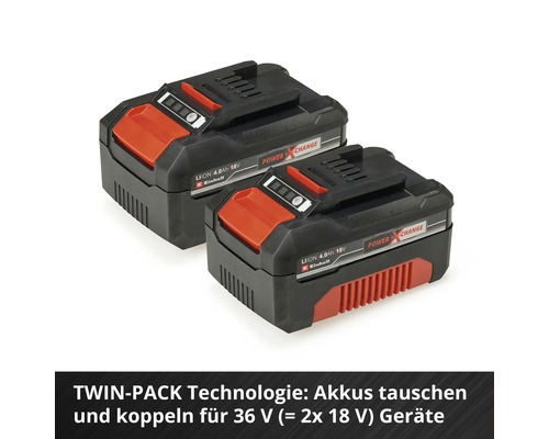 Zwei Einhell Power X-Change 18 Volt 4.0 Ah Lithium-Ionen Akkus