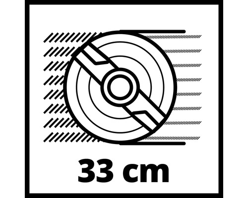 Symbole pour une largeur de coupe de 33 centimètres