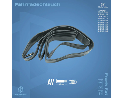 26 Zoll Fahrradschlauch mit Autoventil