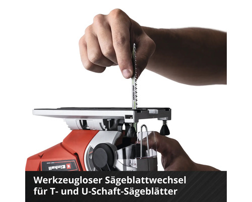 Akkuschrauber mit werkzeuglosem Sägeblattwechsel für T- und U-Schaft-Sägeblätter