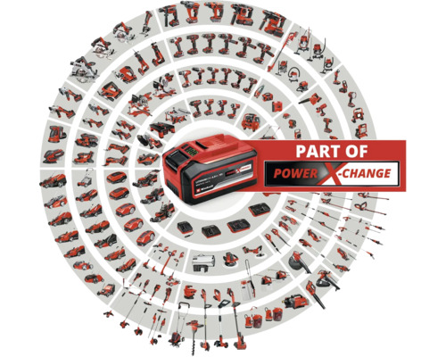 Einhell Power X-Change Akku mit zugehörigen Werkzeugen