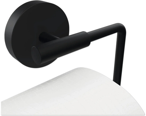 Schwarzer Toilettenpapierhalter mit Papierrolle zur Wandmontage