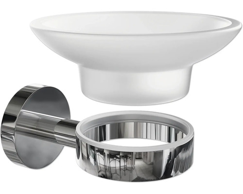 Porte-savon en verre et métal pour montage mural