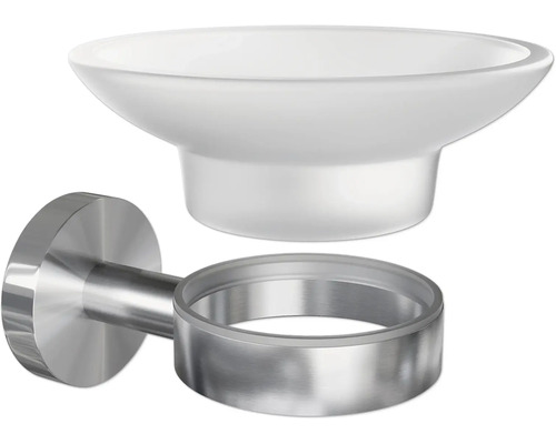 Seifenschale zur Wandmontage mit Halterung aus Edelstahl und Glas