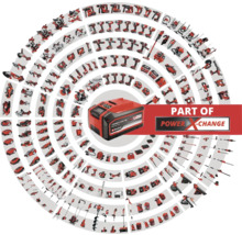 Batterie Einhell Power X-Change entourée d''outils du même système de batterie