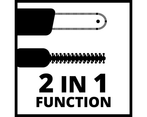Symbol für 2 in 1 Funktion: Heckenschere und Strauchschere