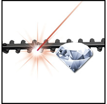Illustration einer Heckenschere mit Laser und Diamant