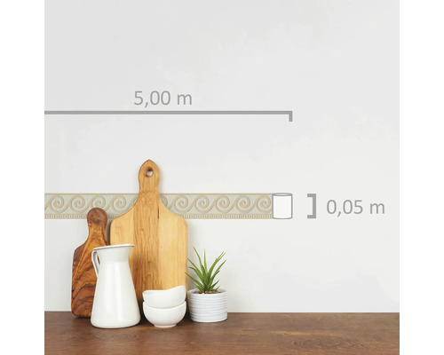 Autocollant décoratif de bordure avec motif de méandre grec, 5,00 mètres de long et 0,05 mètre de large