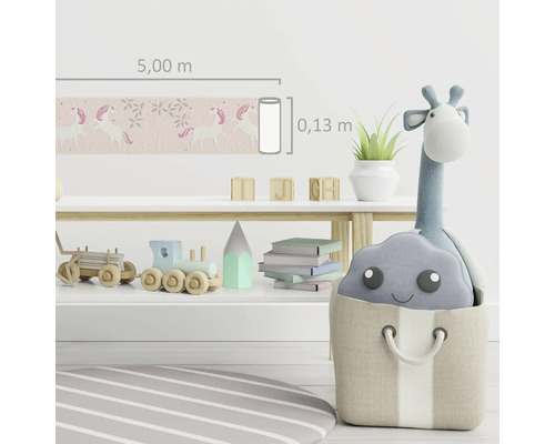 Chambre d''enfant avec bordure, motif de licorne, longueur de cinq mètres, largeur de treize centimètres