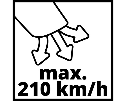 Symbol für maximale Luftgeschwindigkeit von 210 Kilometer pro Stunde