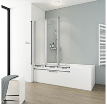 Pare-baignoire 3 pièces SCHULTE Komfort 125 x 140 cm verre transparent couleur de profil aluminium D1654 01 50 140-thumb-1