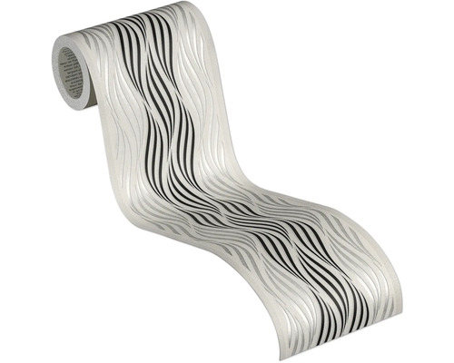 Rolle Tapete mit Wellenmuster in Schwarz und Silber