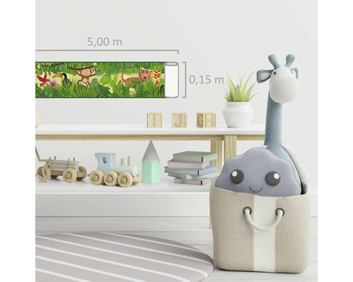 Sticker mural avec motifs de jungle, longueur 5,00 mètres, hauteur 0,15 mètre