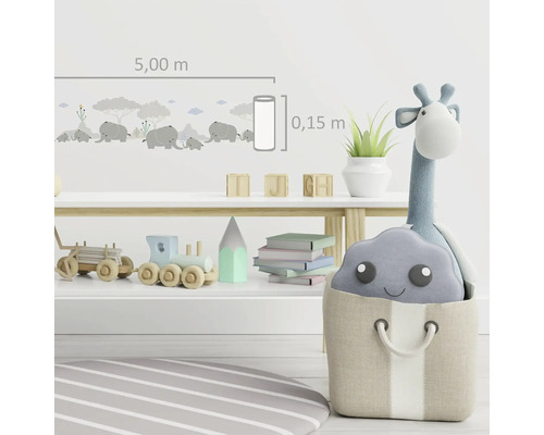 Frise murale avec motif d''éléphants, longueur 5,00 mètres, hauteur 0,15 mètre