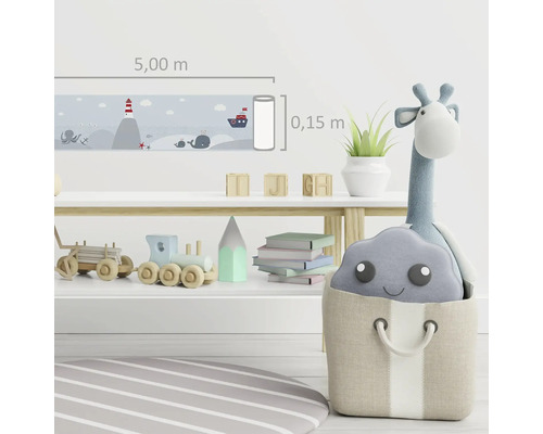 Chambre d''enfant avec bordure de 5,00 mètres de long et 0,15 mètre de haut avec motifs marins