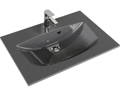 Plan de toilette avec vasque à poser et robinetterie